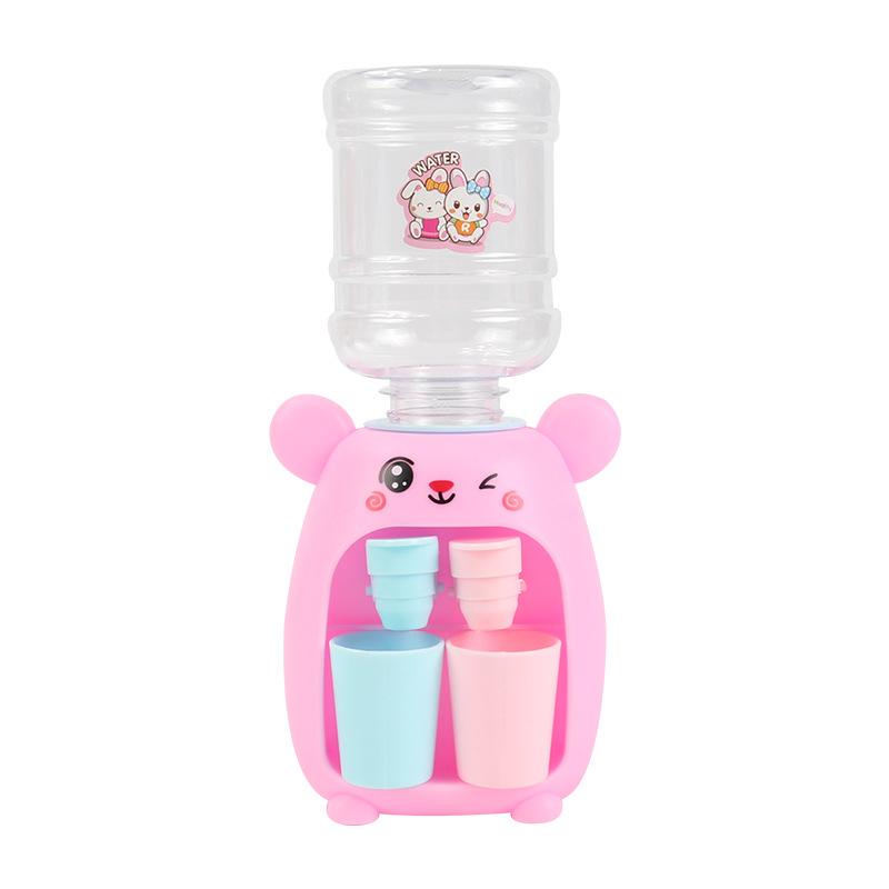 2PCS Mini Nước phân phối cho trẻ em, dễ thương, nước lạnh/nước nóng, nước ép sữa, đài phun nước uống, mô phỏng lợn hoạt hình, đồ chơi nhà bếp