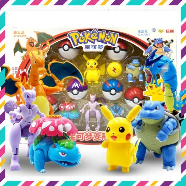 Mô Hình Quả Cầu Pokemon Lắp Ghép Biến Hình, Đồ Chơi Sáng Tạo Cho Bé, Full Box + Tặng kèm thẻ bài