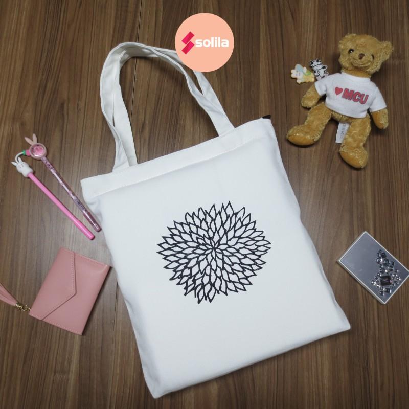 Túi tote bag vải canvas mềm đẹp có khóa và túi phụ cho bạn nữ đi học đi làm thời trang hàn quốc