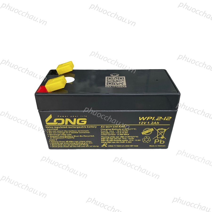 Ắc Quy LONG WP1.2-12 12V 1.2AH Chính Hãng Dùng Cho Lưu Điện Cửa Cuốn, Cân Điện Tử, UPS,...