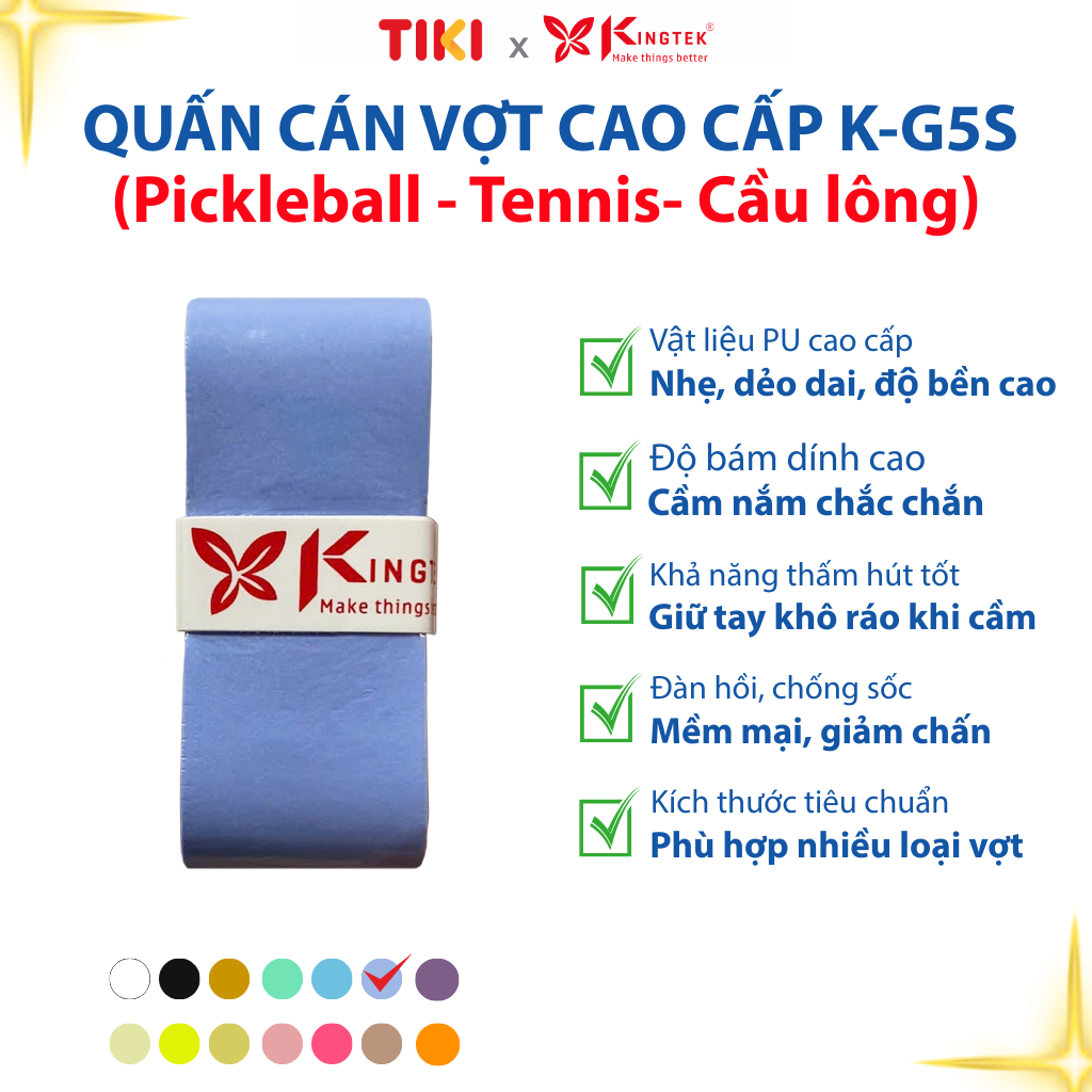 Quấn Cán Vợt KINGTEK K-G5S | Overgrip Cao Cấp Cho Pickleball  - Cầu Lông - Tennis | Êm Tay – Chống Trượt – Hút Mồ Hôi - Tùy chọn