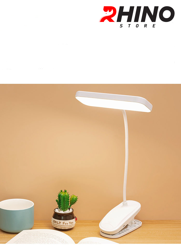 Đèn học LED gắn kẹp bảo vệ mắt chống cận cảm ứng Rhino L401, tích điện đa năng làm việc, để bàn học - Hàng chính hãng