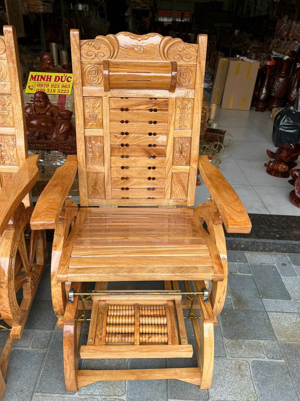 Ghế nằm thư giãn,ghế massa gỗ gõ đỏ 100% cao cấp