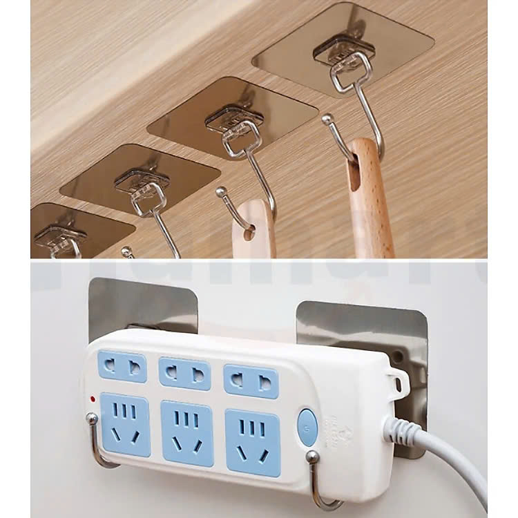 COMBO 10 Móc Dán Tường Treo Đồ Nặng INOX 8KG Siêu Dính Chịu Lực Trang Trí Decor Tường Móc Treo Đồ Nặng Dán Tường Chất Lượng Cao Miếng Dán Tường Tiện Lợi Ko Khoan Đục Tường