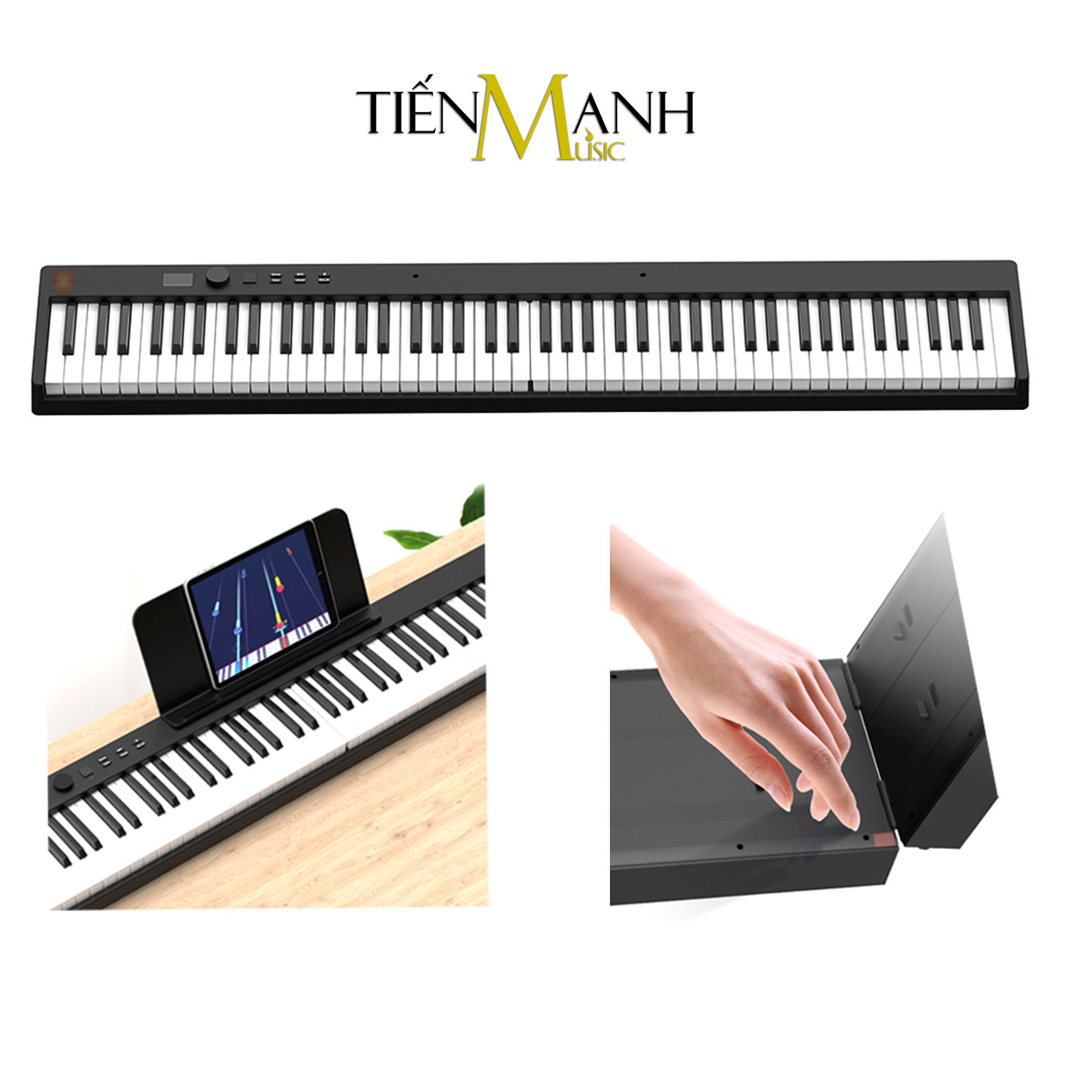 [Gấp Gọn] Đàn Piano Điện Konix PJ88C - 88 Phím Cảm Ứng Lực Midi Keyboard Controllers (Pin sạc, Bluetooth, Pedal sustain PJ88) Hàng Chính Hãng - Kèm Móng Gẩy DreamMaker