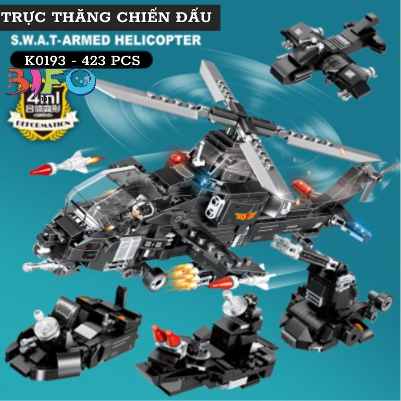 Bộ đồ chơi lắp ráp xe Cảnh Sát đội đặc nhiệm lắp ghép mô hình Robot và Máy Bay