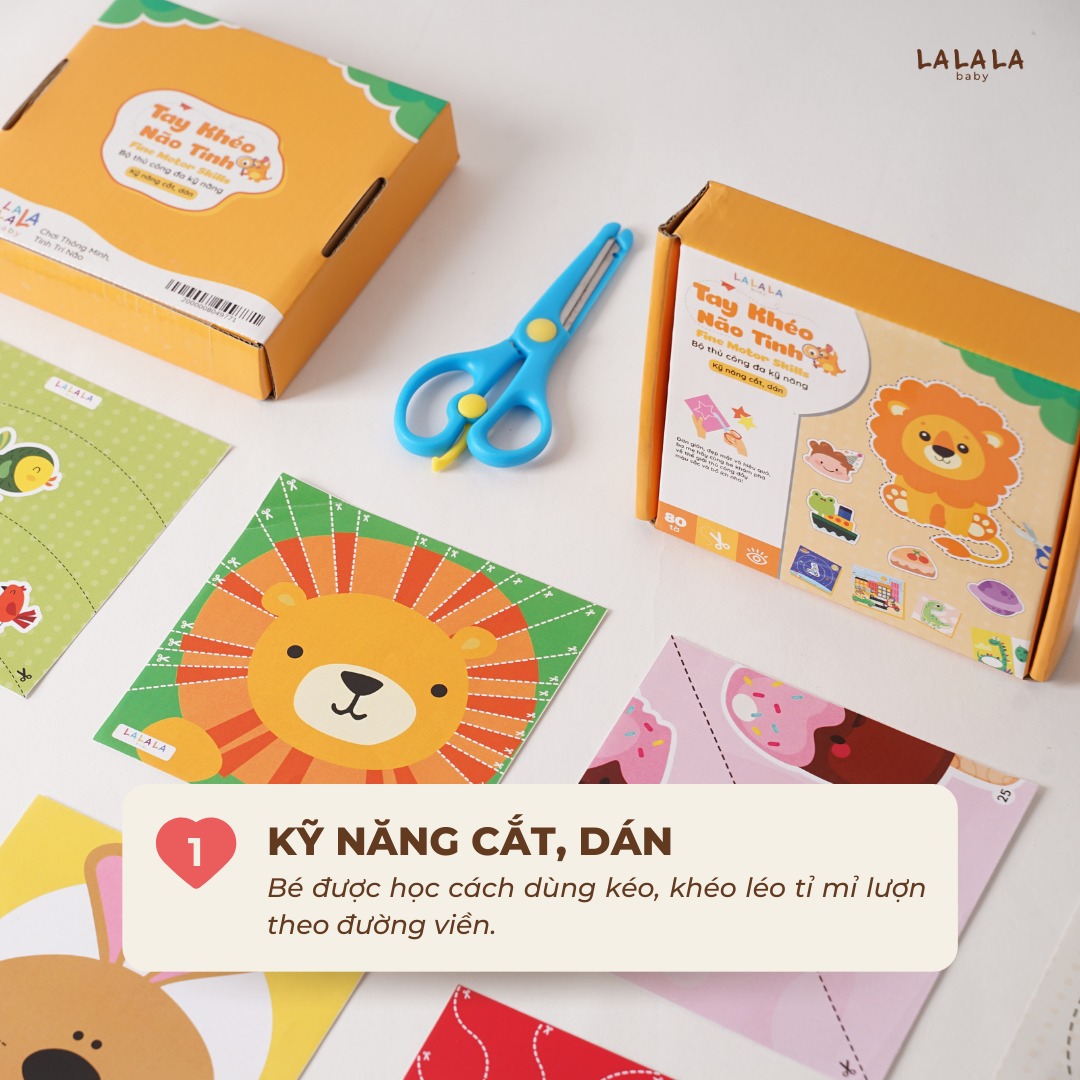 Bộ Đồ Chơi Giấy Thủ Công Lalala Baby Đa Kỹ Năng Cắt Dán - Tô Màu - Gấp Giấy Tay Khéo Não Tinh (Không bao gồm kéo + bút màu)