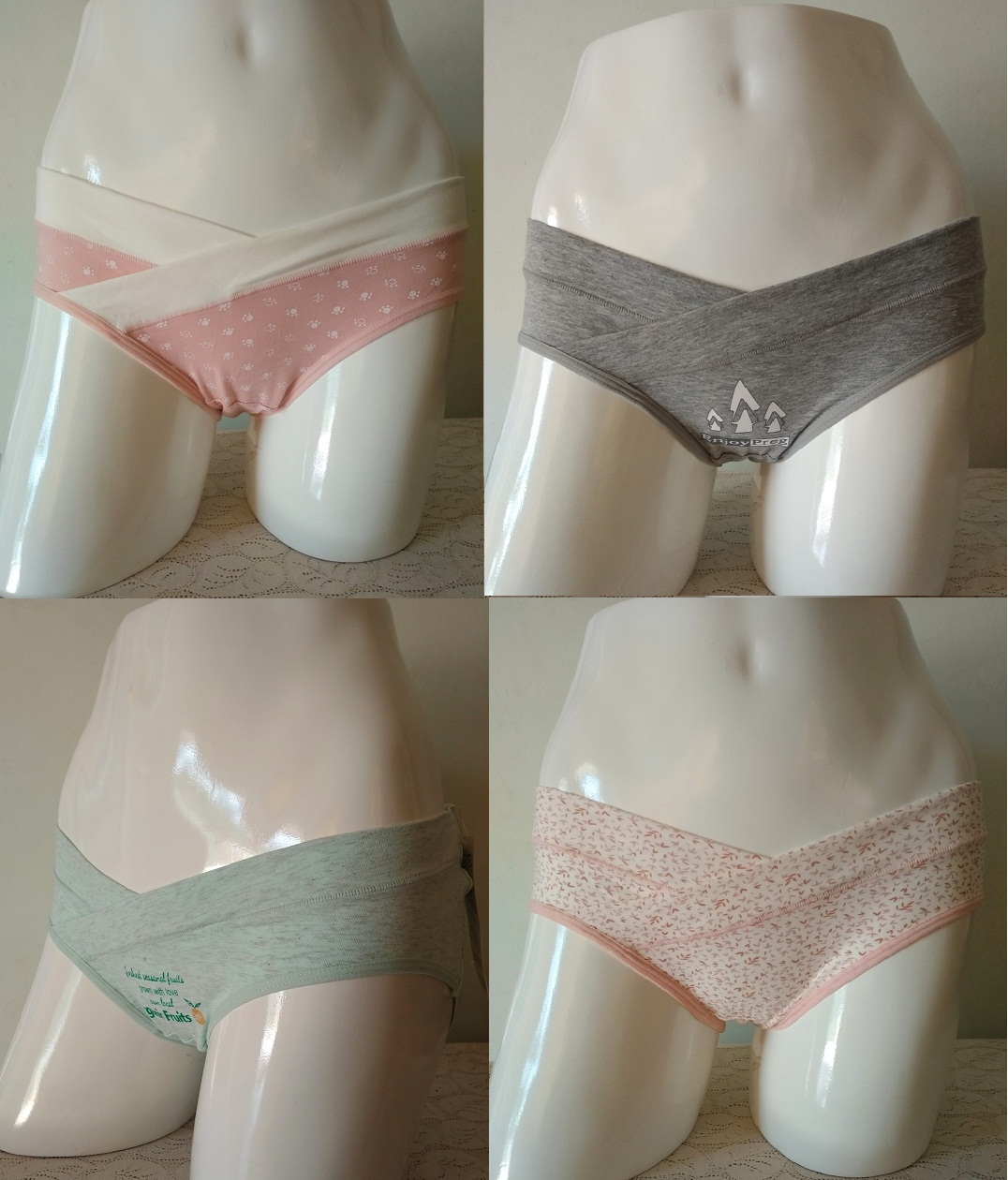 Combo 4 quần lót bầu cạp chéo cotton xịn giao ngẫu nhiên-đặc biệt phần đáy màu trắng