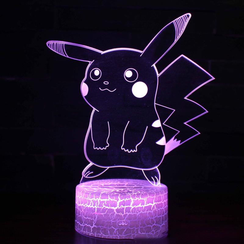Đèn Ngủ Để Bàn Hình Pikachu 3d Thay Đổi 7 Màu