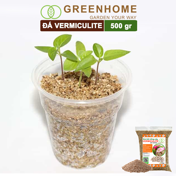 Đá Vermiculite (vơ mi), bao 500gr, ươm hạt giống, trồng rau mầm, đất hoa hồng, sen đá, thuỷ canh |Greenhome