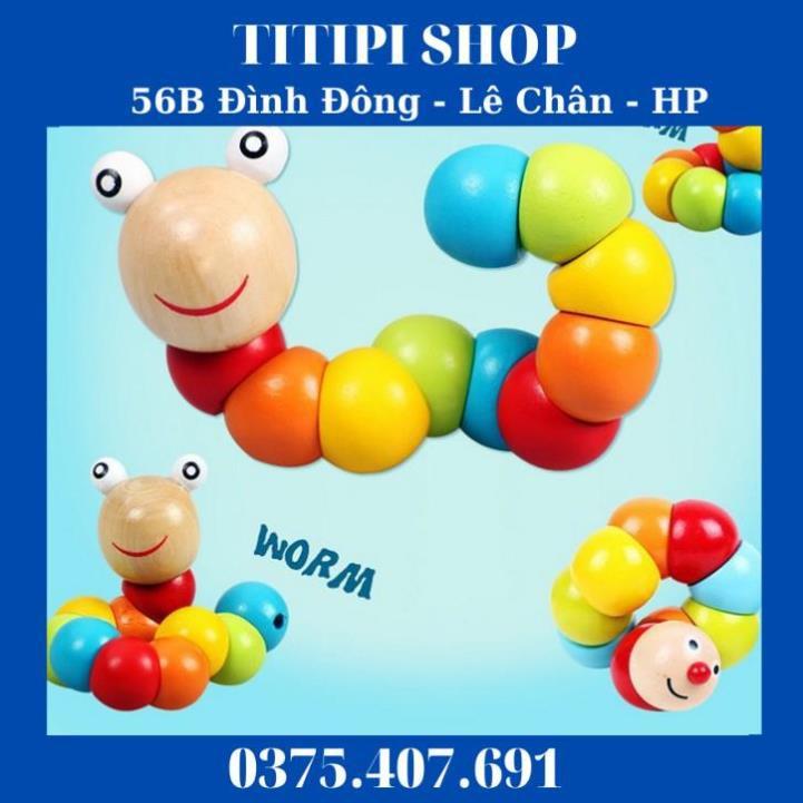 Siêu giảm giá Con sâu gỗ xinh đẹp nhiều màu sắc - Đồ chơi gỗ giúp bé luyện tay khéo léo, phân biệt màu sắc - Tamankids