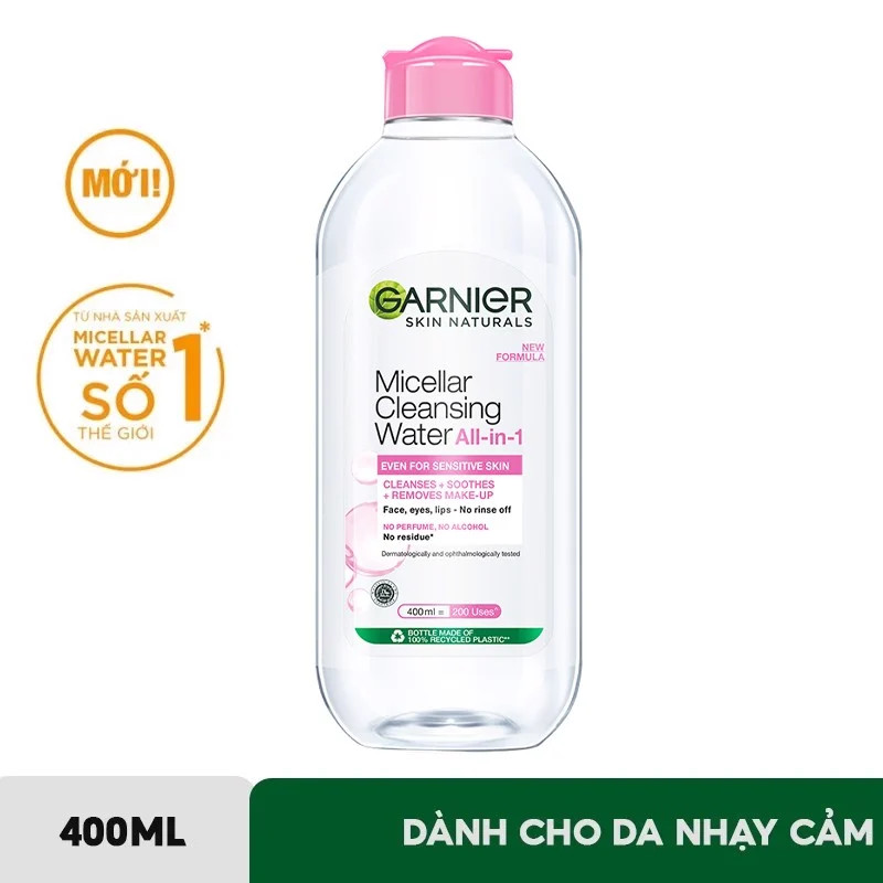 [GARNIER] Nước Tẩy Trang Làm Sạch Sâu Và Dịu Nhẹ Dành Cho Da Nhạy Cảm Micellar Water For Sensitive Skin 400/125/50ml