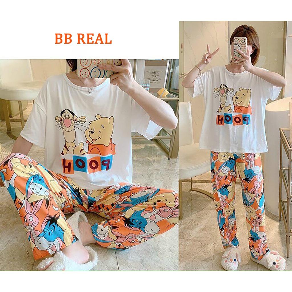 Đồ Bộ Mặc ở Nhà Bộ Đồ Ngủ Nữ Quần Dài Pijama Thun Lạnh Đẹp Freesize Từ 45-60Kg - BB REAL