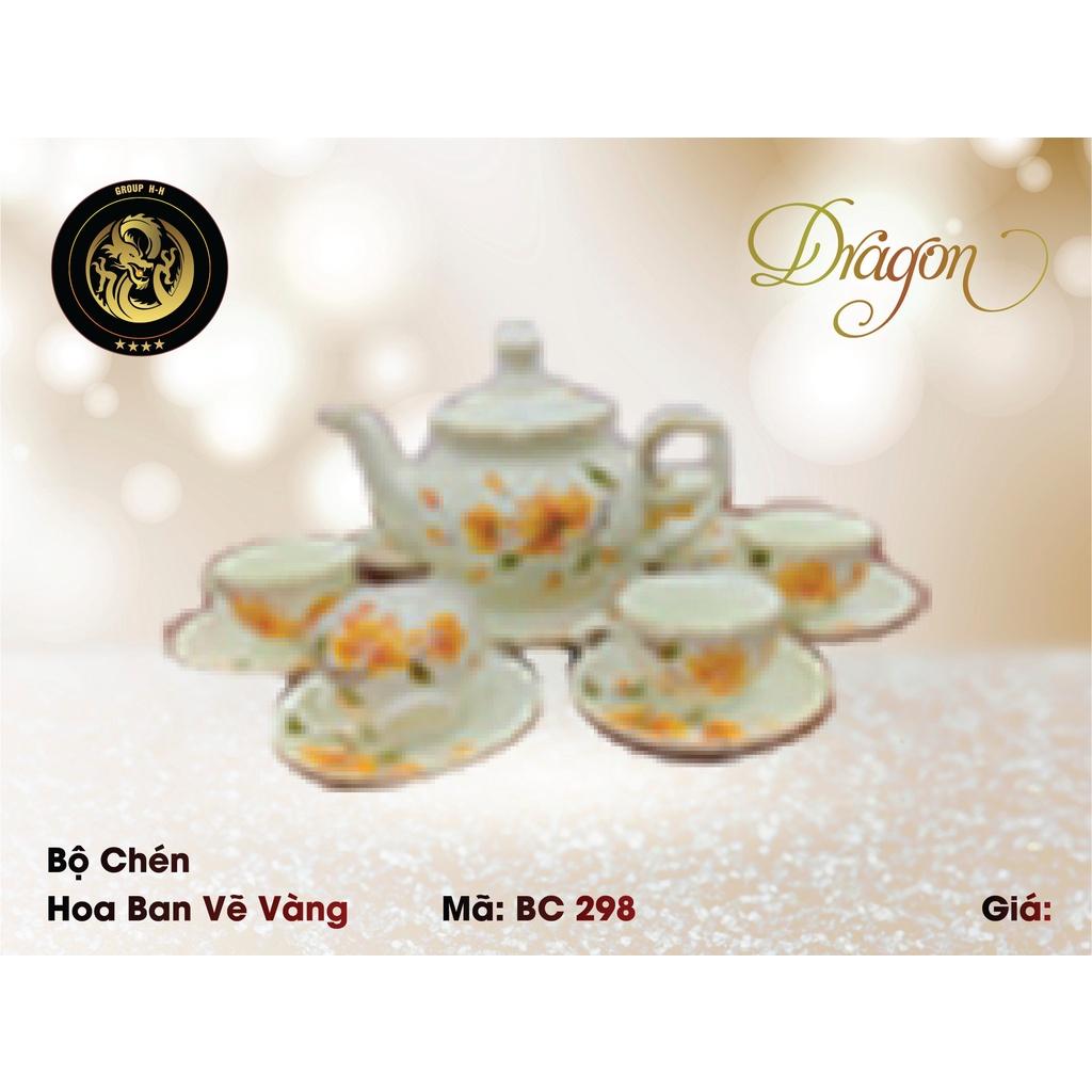Bộ ấm chén hoa ban vẽ vàng 24k BC 298