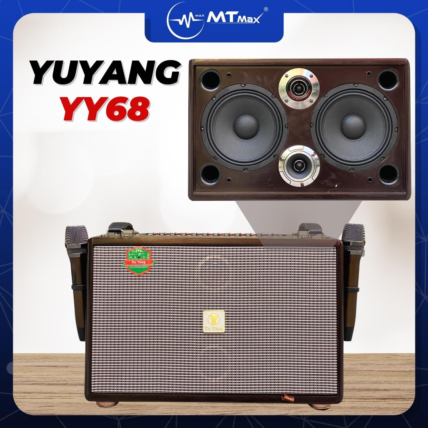 Loa Xách Tay Cao Cấp Yuyang YY68 Kèm 2 Micro Cao Cấp, Công Suất Lớn, Bass Cực Căng, Trầm Ấm, Không Màn Hình