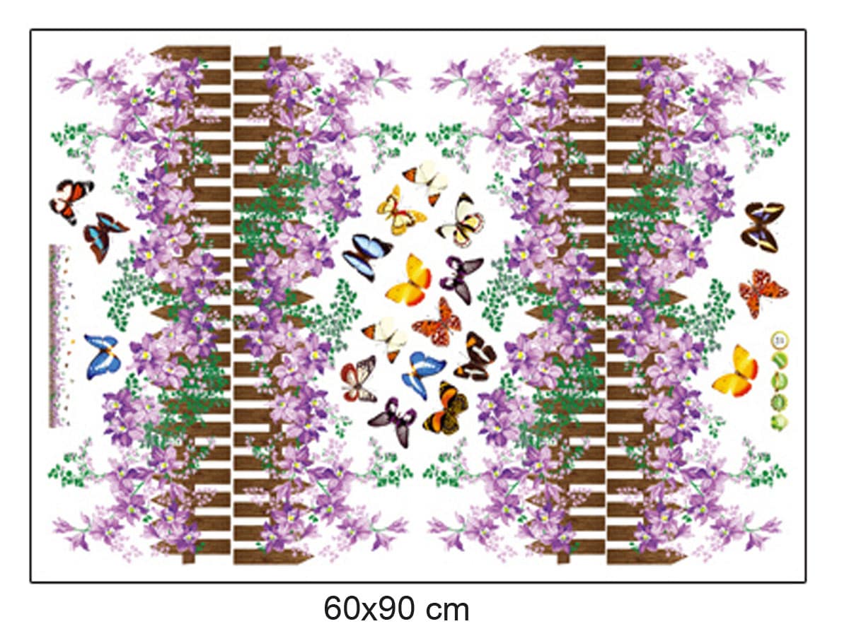 Decal dán tường chân rào hoa tím bông to ay872