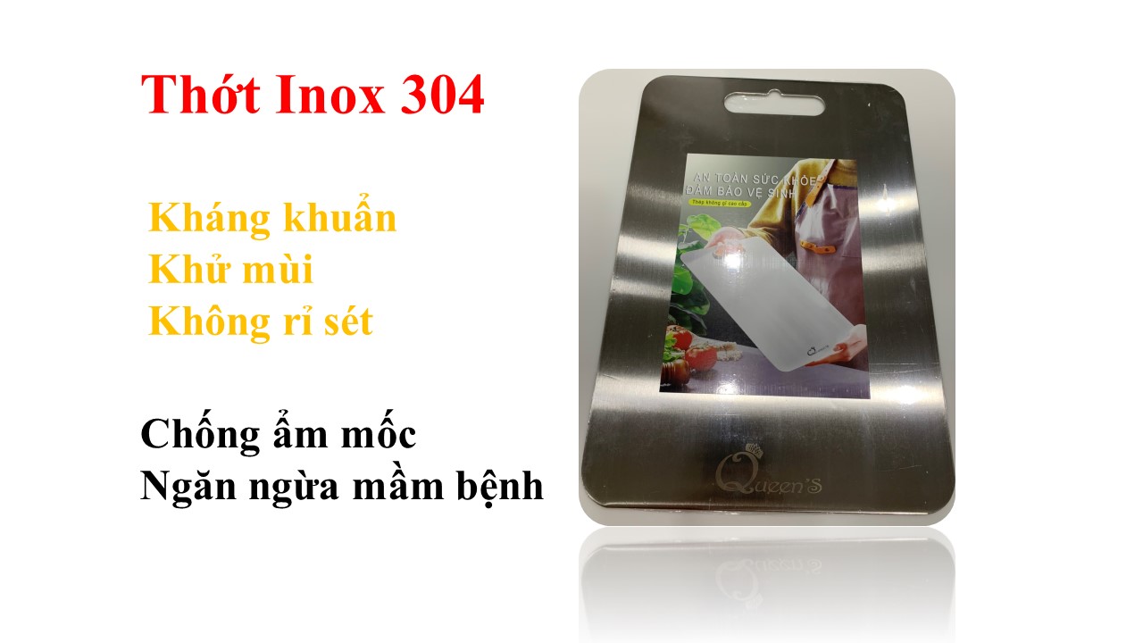 THỚT INOX 304 KHÁNG KHUẨN CAO CẤP FLY HORSE (Chống ẩm mốc độc hại, vệ sinh dễ dàng, không tạo mùn gỗ, an toàn cho sức khỏe)