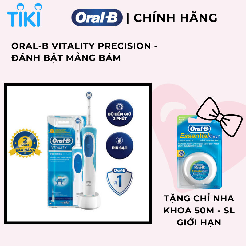 Bàn chải đánh răng điện Oral-B Vitality Precision Clean Blue D12.513- Hàng chính hãng 100%