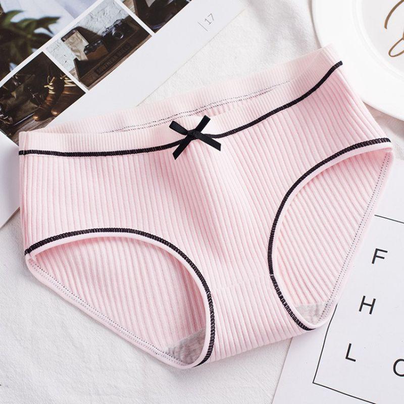 HÀNG ĐẸP - Quần lót nữ cotton gân tăm phối nơ cực xinh