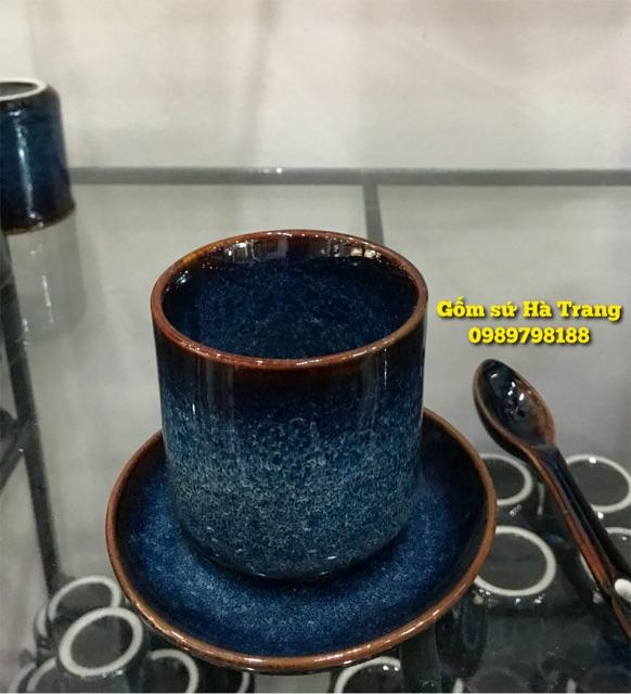 Set cốc đĩa men hoả biến Gốm sứ Bát Tràng cao cấp
