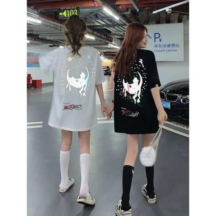 Áo Thun  Phản Quang  Nam Nữ In hình MẶt Trăng, áo chất, đi đêm, đi phượt bao ngầu, nhìn đã mắt