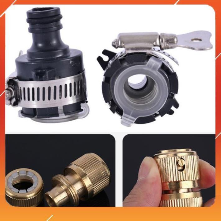 Bộ dây vòi xịt bơm nước tưới rửa , tăng áp 3 lần, loại 7m,10m 206587 đầu đồng,cút đồng,nối đen+ đai