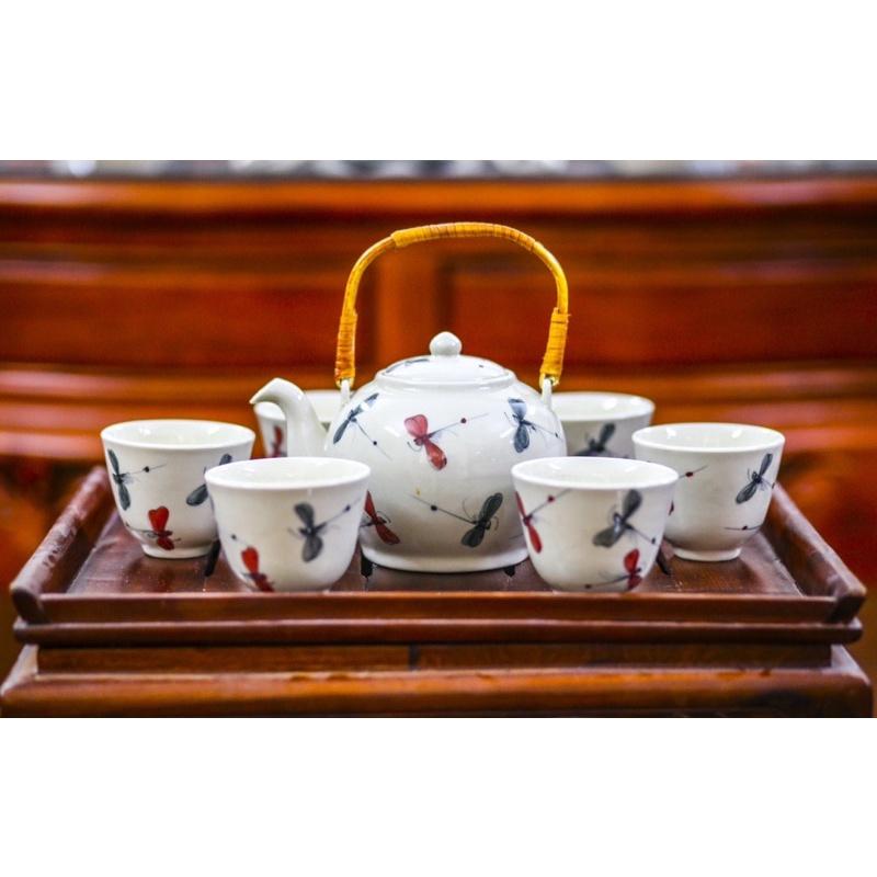 BỘ ẤM CHÉN VẼ BÁT TRÀNG️ẤM CHÉN ĐẸP️RẺ