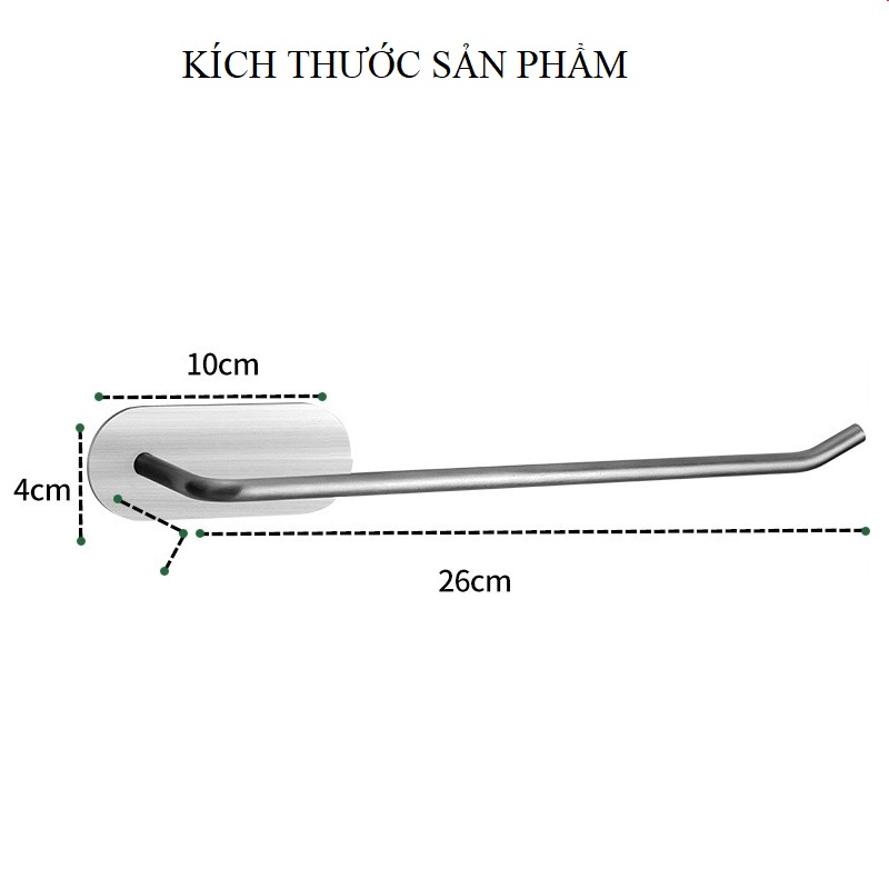 Thanh Treo Khăn dài 27cm - Móc Treo Cuộn Giấy Vệ Sinh Dán Tường Không Cần Khoan Đục Inox 304 Cao Cấp Sang Trọng