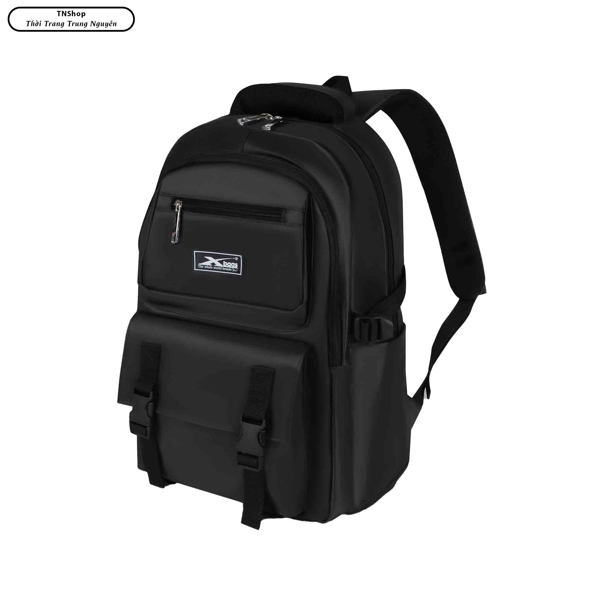 Balo Học Sinh Cấp 2 Cấp 3 Xbags Black Blue XB 3203 - Balo Thời Trang, Vải Chống Nước Bền Đẹp, Nhiều Ngăn Tiện Lợi, Nam Nữ Đều Dùng Được