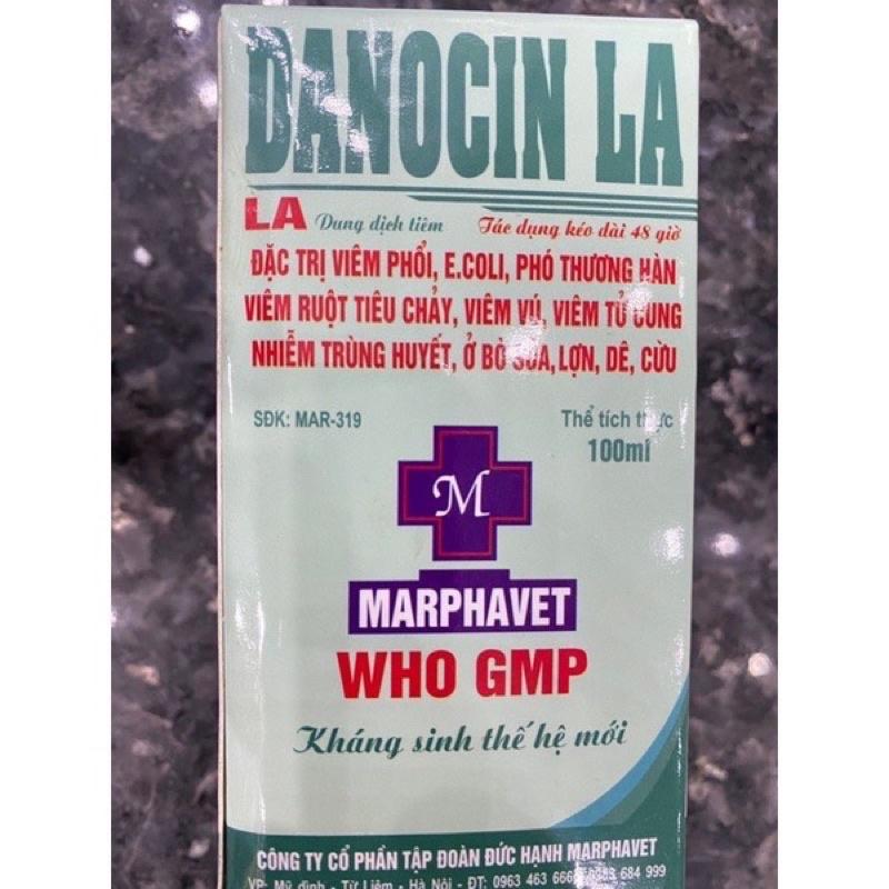 1 lọ DANOCIN LA 100ml dùng cho nhiễm trùng đường hô hấp trên chó mèo trâu bò lợn