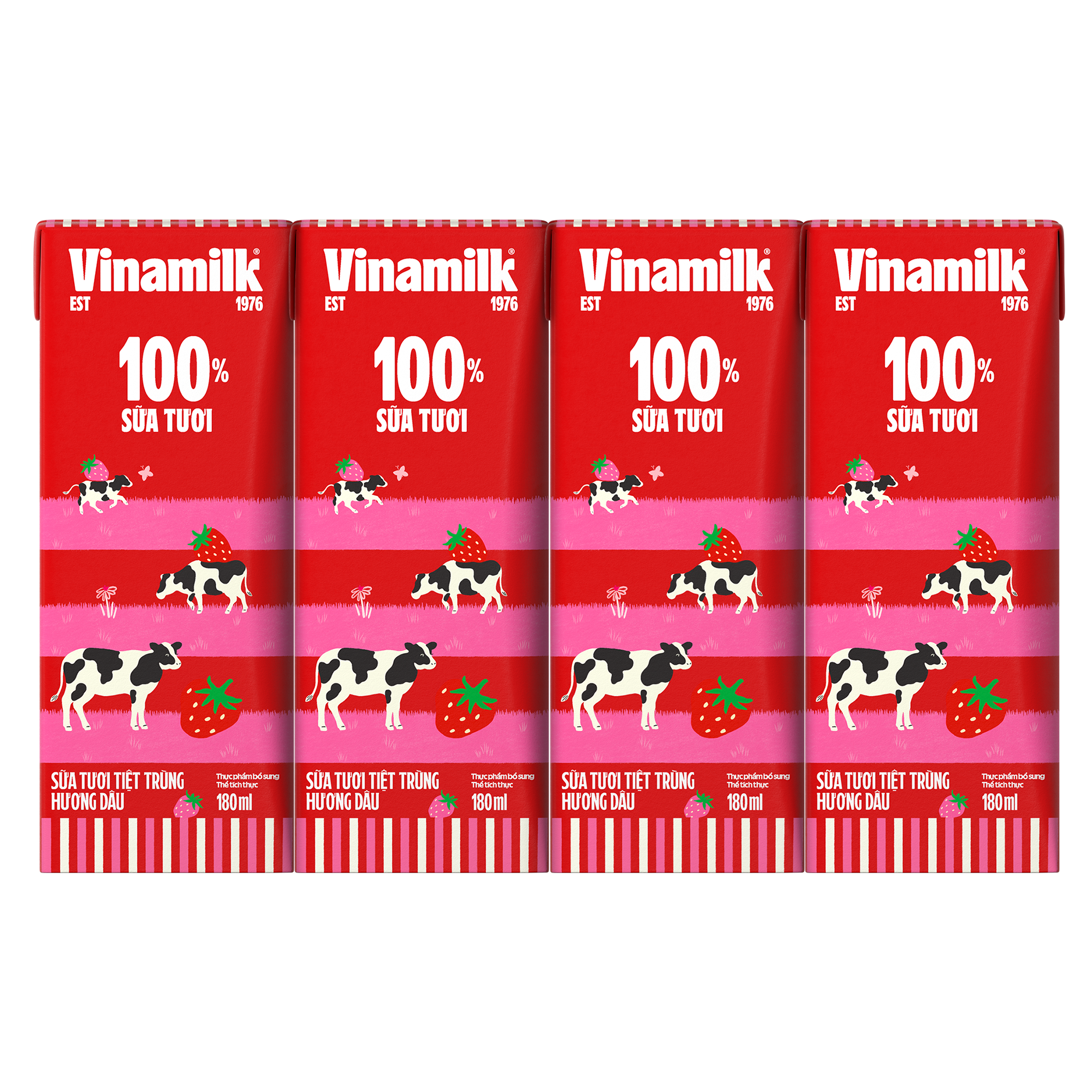 Thùng 48 Hộp Sữa Tươi Tiệt Trùng Vinamilk 100% Hương Dâu