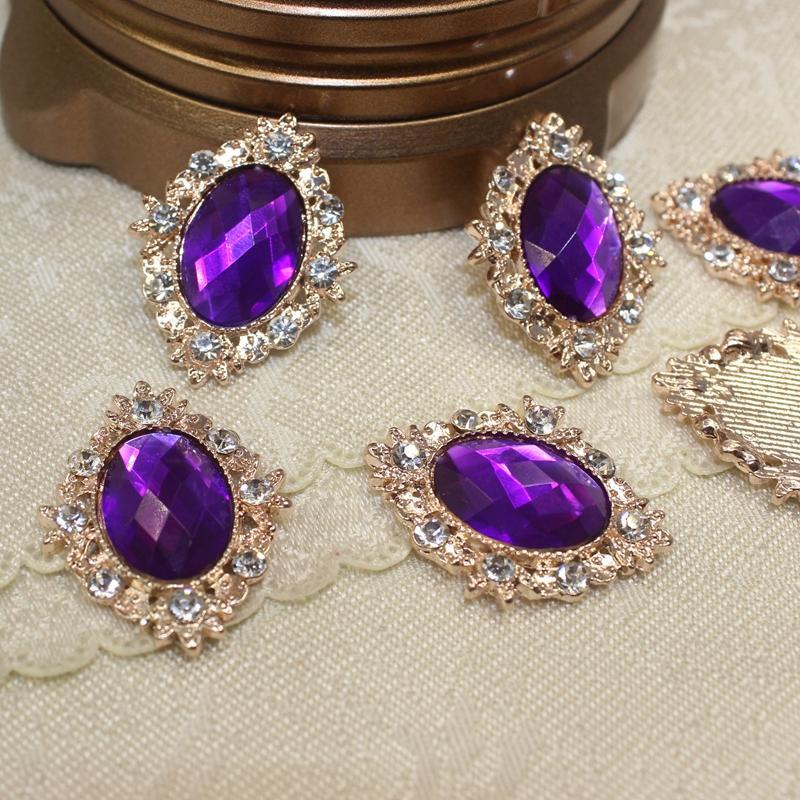 20Pcs Crystal Rhinestone Button Oval Acrylic Embellishments Phone Case Decor