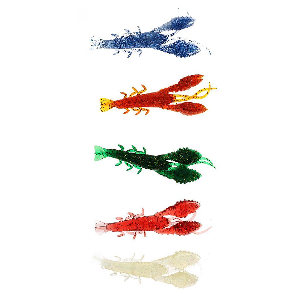 Pack of 5 Soft Rubber 3D Shrimp Prawn Fishing Lures Bait Random Color