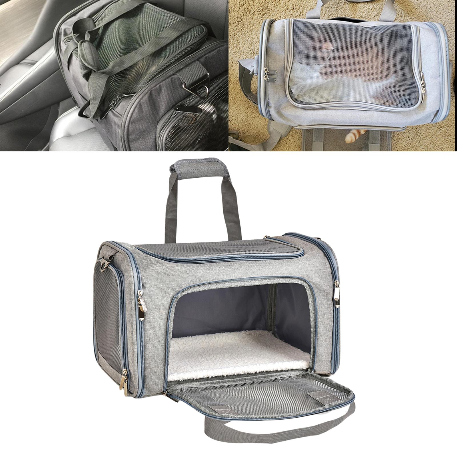Soft PVC Pet Dog Carrier Backpack w/ Handles Pet Carrying Box Travel Bag w/ Washable Cozy Bed Folding for Puppy Cat Rabbit Escape Proof Breathable