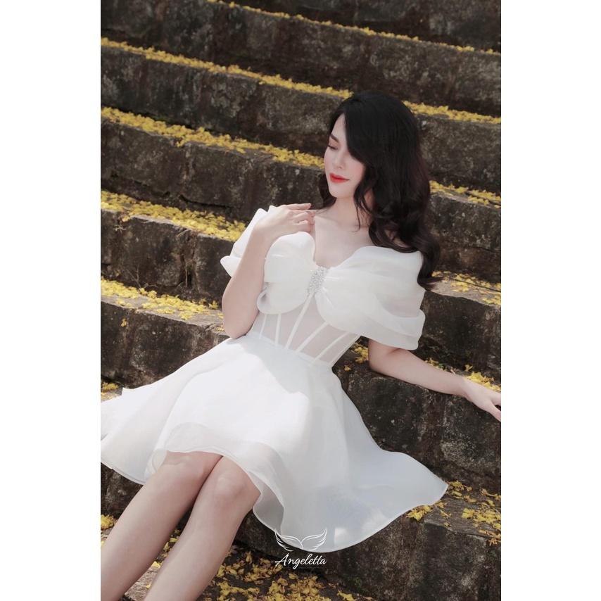 Đầm váy nữ xương cá trễ vai sang chảnh, chất tơ mềm thon gọn, tôn dáng thích hợp đi tiệc, đi chơi