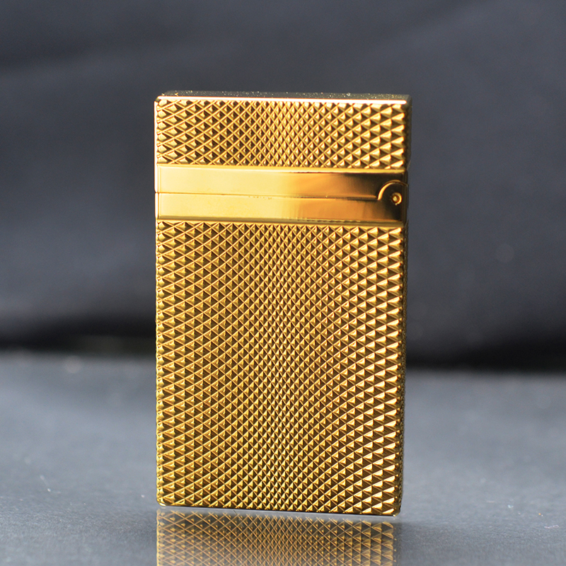 Vỏ Hột Quẹt Bật Lửa Ga Đá Upon Họa Tiết Ô Vuông Sóng D112V Màu Vàng - Dùng Gas Đá Cao Cấp