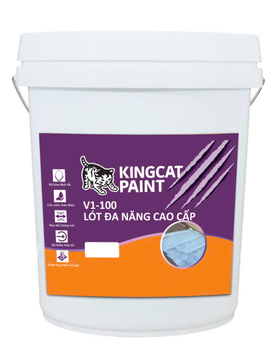 (Bộ sơn Lót 3,8L - Phủ 18L) Sơn Chống Thấm Trung Gian KINGCAT Lót V1-100 &amp; Phủ V1-088 - Cho tường, sàn mái, toilet, hồ nước... thi công được 17m2