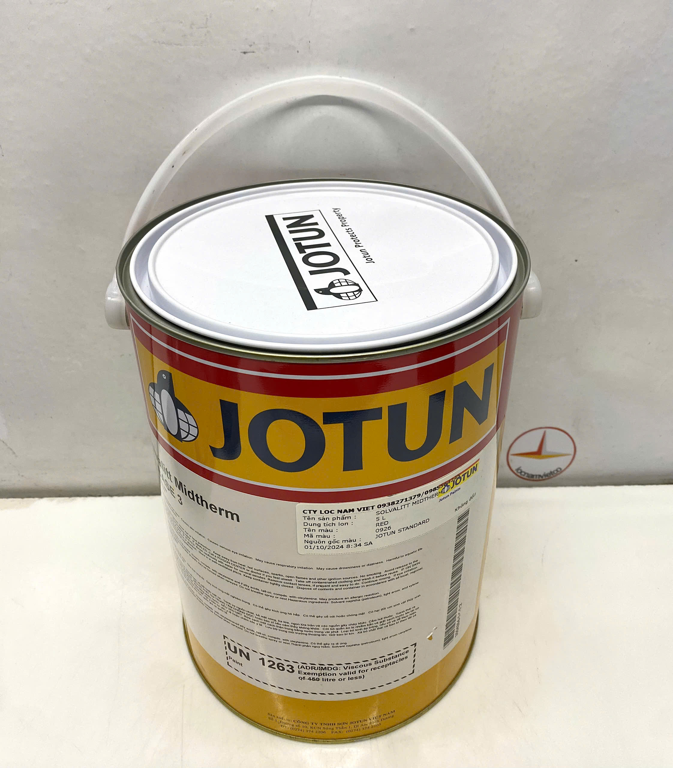 Sơn chịu nhiệt Jotun Solvalitt Midtherm (260°C) Base 3 màu đỏ - Red 0926 _ 5L