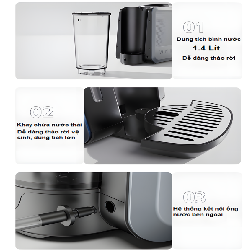 Máy pha cà phê 4 trong 1, Espresso, Viên Nén Nespresso, Nescafe Dolcegusto, Kcup HiBREW H6 - Hàng Chính Hãng