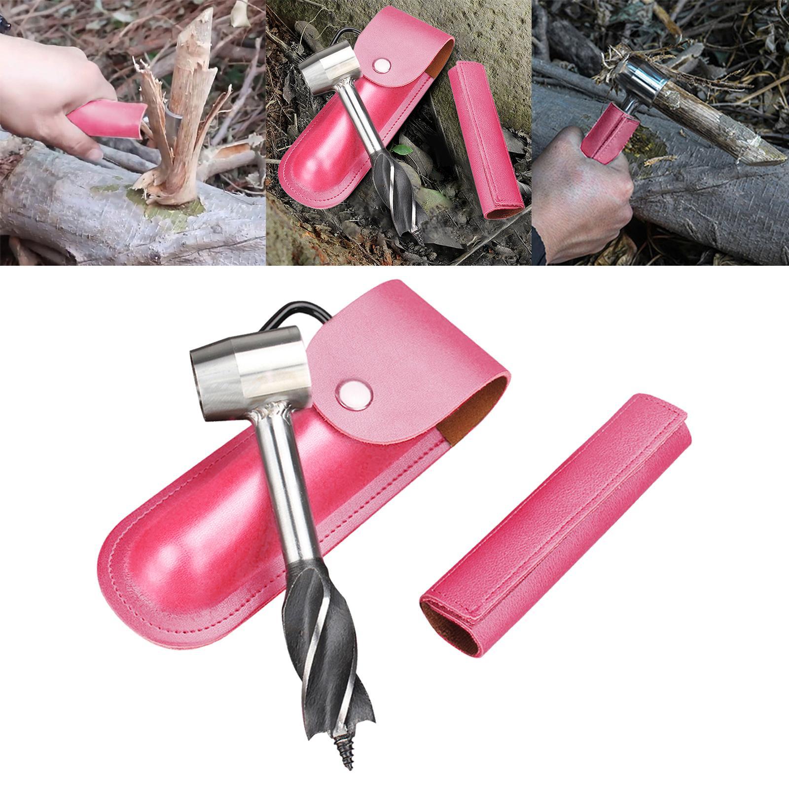 Hand Auger Drill Bit Woodworking Hand Screw Drill Camping Tool pink
