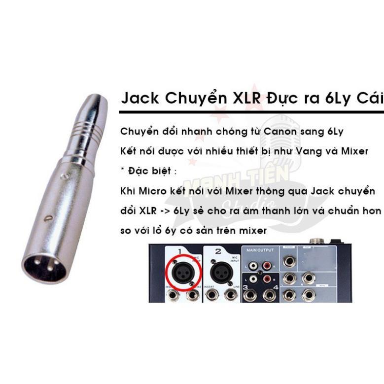 Jack Chuyển Đổi XLR Canon Đực Ra 6 Ly Cái, Đầu Chuyển Rắc Canon Đực Ra 6 Ly Cái Dùng Cho Hệ Thống Âm Thanh