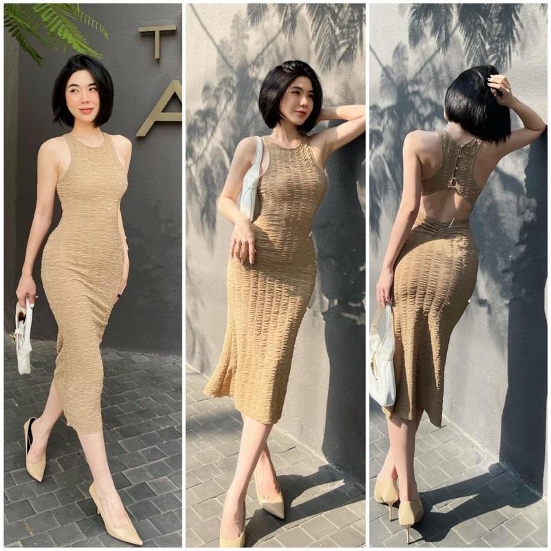ĐẦM BODY VÁY BODY XỐP KHOÉT LƯNG SEXY GIMI ( Kèm ảnh thật