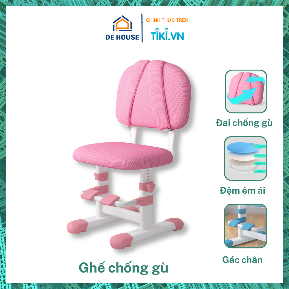 Ghế Học Sinh Chống Gù Thông Minh Điều Chỉnh Độ Cao - Hàng Chính Hãng