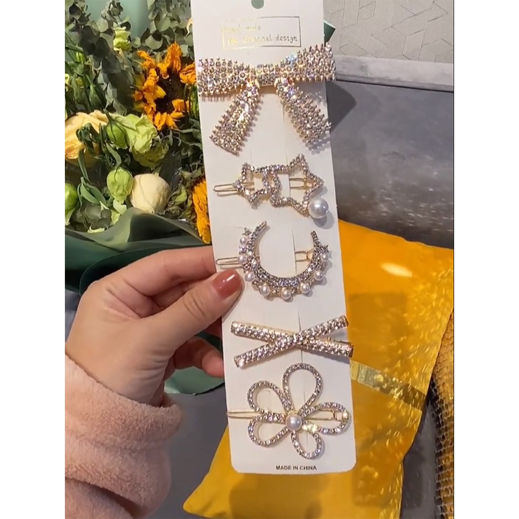 Sét 5 Kẹp Tóc Đính Đá