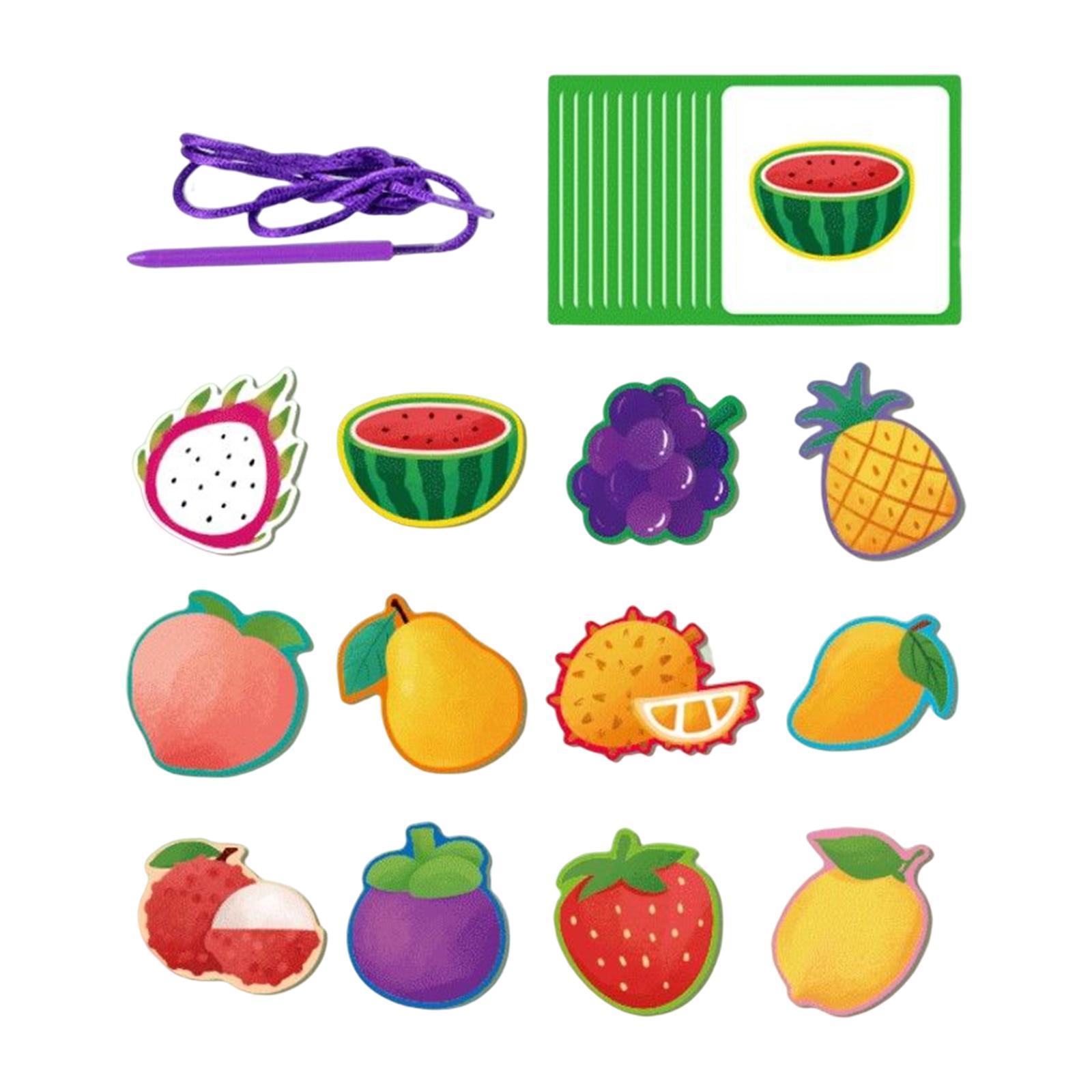 Wooden Threading Beads Toy Sorting Blocks Matching Game for Nursery Travel