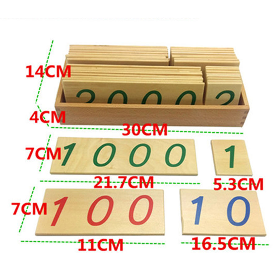 Giáo cụ Montessori Bộ thẻ học số 1 đến 9000 cỡ lớn