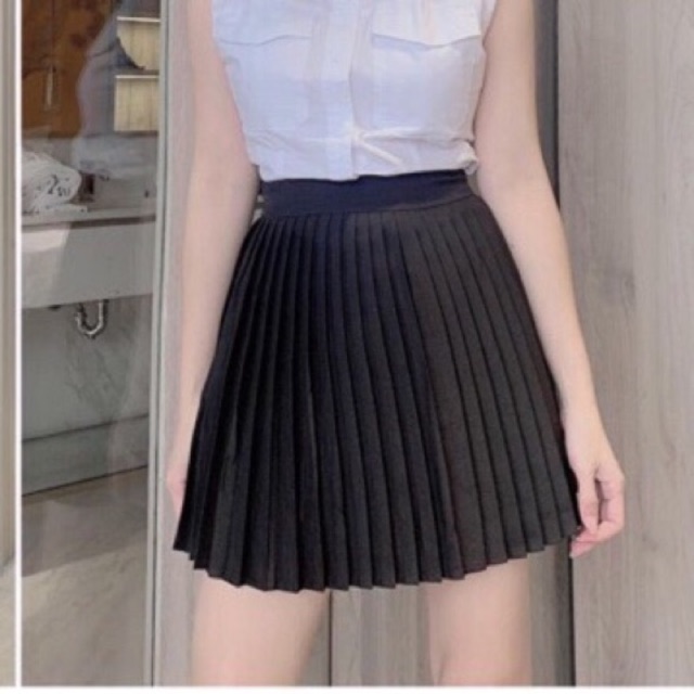 Chân váy dập li dáng ngắn