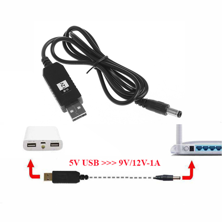 Cáp chuyển đổi điện áp từ cổng USB 5V sang 9V hoặc 12V