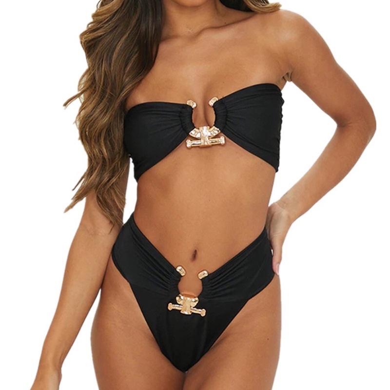 Bikini 2 mảnh đính khoen đá nhiều màu cực sang