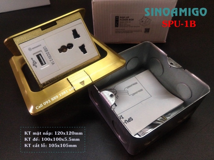 Sinoamigo SPU-1B, ổ điện âm nền chất liệu đồng đúc nguyên tấm, chống oxy hóa, Module lắp theo yêu cầu - Hàng chính hãng